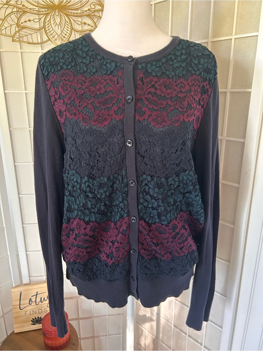 Ann Taylor Factory Multicolor Lace Cardigan Size Large